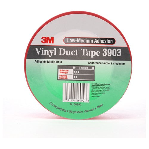 3M Vinyl Duct Tape 3903 Red 2″ × 50 yd 6.5 mil 2 Individually Wrapped Conveniently Packaged - Exact Tool & Supply