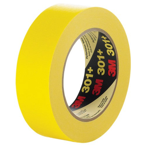 3M Performance Yellow Masking Tape 301+ 36 mm × 55 m Individually Wrapped - Exact Tool & Supply
