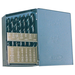 ‎1/16-1/2 RHS / RHC HSS 135 Degree Split Point Heavy Duty Jobber Length Drill Set - Steam Oxide - Exact Tool & Supply