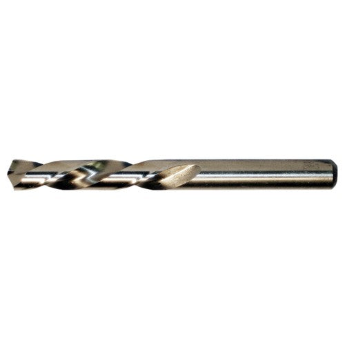 11/32 LHS / LHC HSS-CO 8% (M42) 135 Degree Split Point Cobalt Left Hand Mechanics Length Drill - Straw / Gold Oxide - Exact Tool & Supply