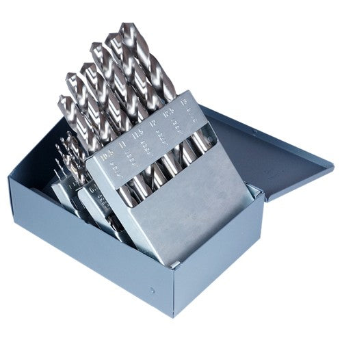 ‎1mm-13mm RHS / RHC HSS 118 Degree Radial Point CLE-MAX™ Jobber Length Drill Set - Bright - Exact Tool & Supply