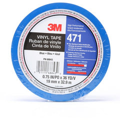 3M Vinyl Tape 471 Blue 3/4″ × 36 yd 5.2 mil Individually Wrapped Conveniently Packaged - Exact Tool & Supply