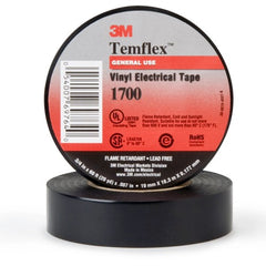 ‎3M Temflex Vinyl Electrical Tape 1700 3/4″ × 36 yd 1-1/2″ Core Black - Exact Tool & Supply