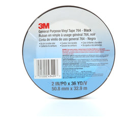 3M General Purpose Vinyl Tape 764 Black 2″ × 36 yd 5 mil Individually Wrapped Conveniently Packaged - Exact Tool & Supply