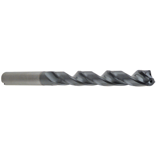15/32″ Dia. × 0.4724″ Shank × 4.488″ Flute Length × 6.378″ OAL, 8xD, 140°, TA, 2 Flute, Coolant Thru, Round Solid Carbide Drill - Exact Tool & Supply