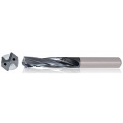 1/4″ Dia. × 8 mm Shank × 53 mm Flute Length × 91 mm OAL, 5xD, TiAlCN, 2 Flute, Coolant Thru, h6, Cylindrical, Solid Carbide Drill Series/List #5613 - Exact Tool & Supply