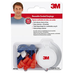 3M Corded Reusable Earplugs 90716H3-DC 3 pairs with case per pack 10 packs/case - Exact Tool & Supply