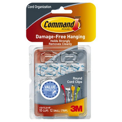 ‎Command Clear Round Cord Clips Value Pack 17017CLR-10ES 10 Clips 12 Strips - Exact Tool & Supply