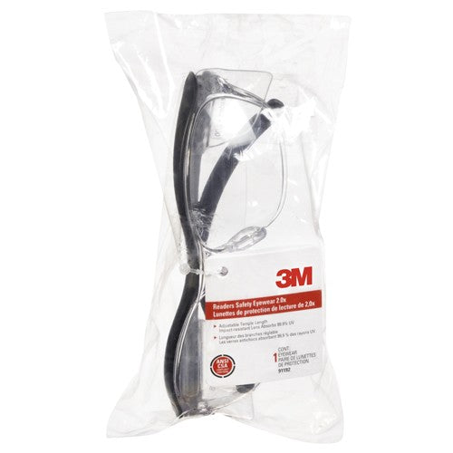 3M Readers Safety Glasses 91192H1-C +2.0 Blk Frm Clr Lens - Exact Tool & Supply