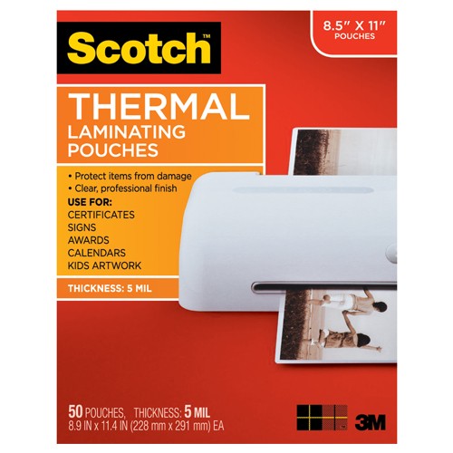 ‎Scotch Thermal Pouches 5 mil TP5854-50 8.9″ × 11.4″ (228 mm × 291 mm) - Exact Tool & Supply