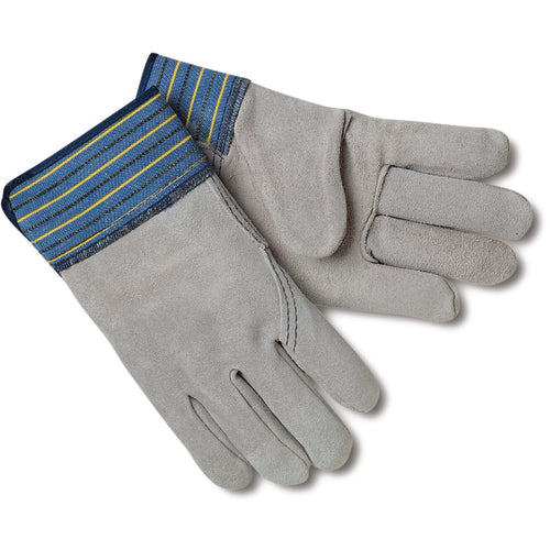 ‎Select Shoulder Leather Palm Gloves - Full Leather Back - 2-1/2″ Plasticized Safety Cuff - Size Medium - Exact Tool & Supply