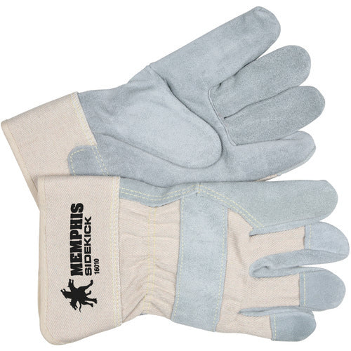 ‎Sidekick Gloves - Select Side Split Leather - White Back - 2-1/2″ Safety Cuff - Size X-Large - Exact Tool & Supply