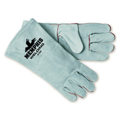 Welding Gloves - Gray Economy Shoulder Grade - Cotton Lined - Wing Thumb - Size Large - Exact Tool & Supply