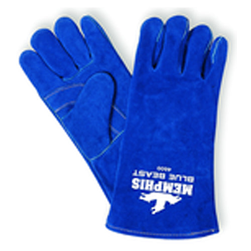 Blue Beast - Blue Side Leather Glove w/Reinforced Palm - Wing Thumb - Size XX-Large - Exact Tool & Supply