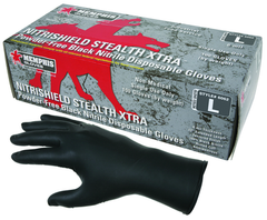 NitriSheild Stealth- 6 Mil Black Nitrile, PF Disposable Gloves - Size S - Exact Tool & Supply