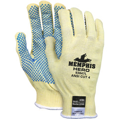 MCR Safety Cut Pro Hero Gloves - 13 Gauge Kevlar / Stainless Steel / Spandex - PVC Dots on Palm - Size Medium - Exact Tool & Supply