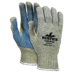 MCR Safety Cut Pro Hero Gloves - 7 Gauge Kevlar / Stainless Steel / Nylon - PVC Dots Palm Side - Size X-Large - Exact Tool & Supply