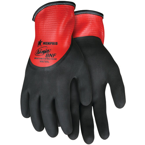 Ninja BNF Gloves with NFT Coating - 18 Gauge Nylon/Spandex - Full Nitrile Dip - Second Coating BNF - Size Medium - Exact Tool & Supply