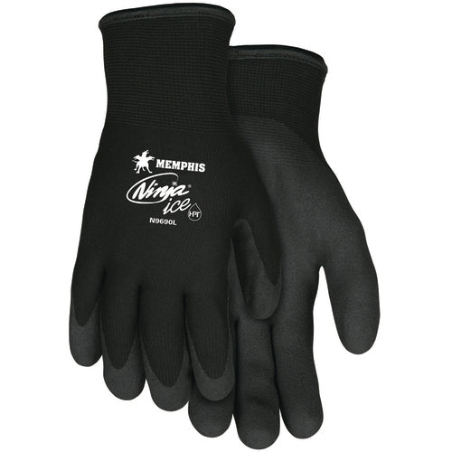 Ninja Ice Gloves - 15 Gauge Black Nylon - Acrylic Terry Inner -HPT Palm and Fingertips - Size X-Large - Exact Tool & Supply
