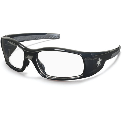 Safety Glasses - Polished Black Frame-Clear Lens - SR1 Style - Exact Tool & Supply