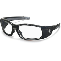 Safety Glasses - Polished Black Frame-Clear Lens - SR1 Style - Exact Tool & Supply