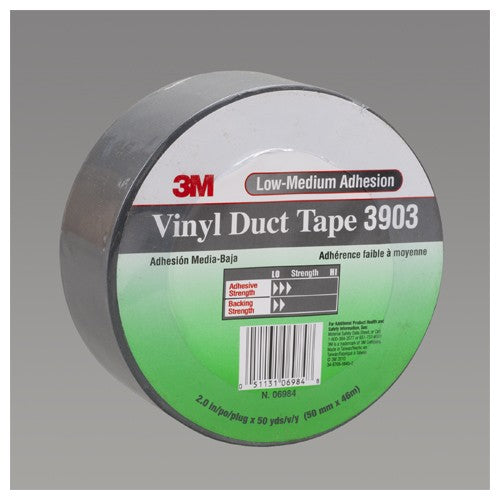 3M Vinyl Duct Tape 3903 Gray 2″ × 50 yd 6.5 mil 2 Individually Wrapped Conveniently Packaged - Exact Tool & Supply