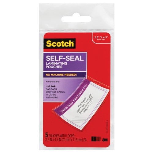 ‎Scotch Self-Sealing Laminating Pouches LS853-5G Bag Tags - Exact Tool & Supply