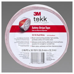 3M Safety Stripe Vinyl Tape 767 Red/White 2″ × 36 yd 5 mil Individually Wrapped Conveniently Packaged - Exact Tool & Supply