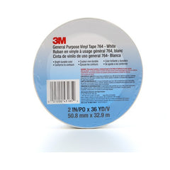 3M General Purpose Vinyl Tape 764 White 2″ × 36 yd 5 mil ndividually Wrapped Conveniently Packaged - Exact Tool & Supply