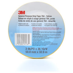 3M General Purpose Vinyl Tape 764 Yellow 2″ × 36 yd 5 mil Individually Wrapped Conveniently Packaged - Exact Tool & Supply