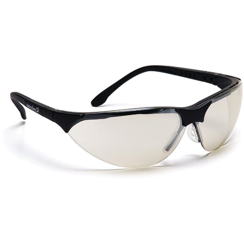 Safety Glasses - Mirror Lens, Black Frame Rendezvous Style - Exact Tool & Supply
