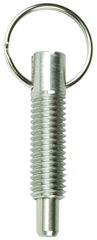 Hand Retractable Spring Plunger with Pull Ring - 1.25 lbs Initial End Force, 5 lbs Final End Force (5/8-11 Thread) - Exact Tool & Supply
