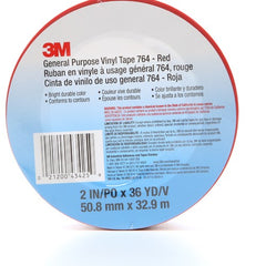 3M General Purpose Vinyl Tape 764 Red 2″ × 36 yd 5 mil Individually Wrapped Conveniently Packaged - Exact Tool & Supply