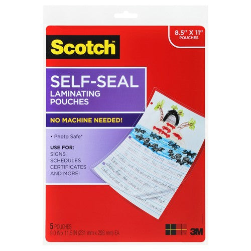 ‎Scotch Self-Sealing Laminating Pouches LS854-5G 9.0″ × 11.5″ × 0″ (231 mm × 293 mm) - Exact Tool & Supply