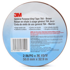 3M General Purpose Vinyl Tape 764 Brown 2″ × 36 yd 5 mil Individually Wraped Conveniently Packaged - Exact Tool & Supply