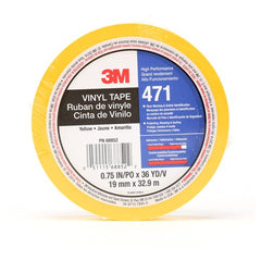 3M Vinyl Tape 471 Yellow 3/4″ × 36 yd 5.2 mil Individually Wrapped Conveniently Packaged - Exact Tool & Supply
