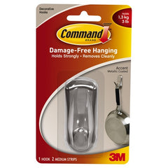 Command Accent Hook 17071BN-ES Medium Brushed Nickel 1 Medium Hook 2 Medium Strips - Exact Tool & Supply