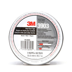 3M Vinyl Duct Tape 3903 Black 2″ × 50 yd 6.5 mil 2 Individually Wrapped Conveniently Packaged - Exact Tool & Supply
