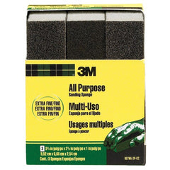 ‎3M General Purpose Sanding Sponge 907NA-3P-CC 3 3/4″ × 2 5/8″ × 1″ Dual Grit Extra Fine/Fine - Exact Tool & Supply