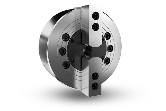 Auto Strong VT Series 2-jaw and 4-jaw wedge type non through-hole power chuck (adapter excluded) - Part # VT-206 - Exact Tool & Supply