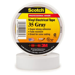 Scotch Vinyl Color Coding Electrical Tape 35 3/4″ × 66 ft Gray - Exact Tool & Supply
