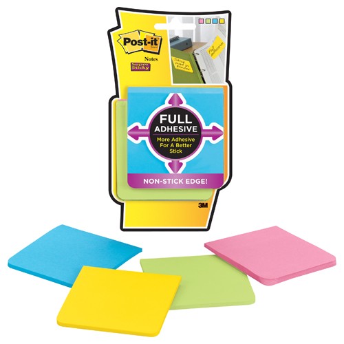 3 in × 3 in Post-it(R) Super Sticky Full Adh Assorted Bright Colors Alt Mfg # 34037 - Exact Tool & Supply