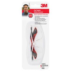 3M Flat Temple Safety Eyewear 47010-WV12 Black/Red Frame Clear/Scratch Resistant Lens - Exact Tool & Supply
